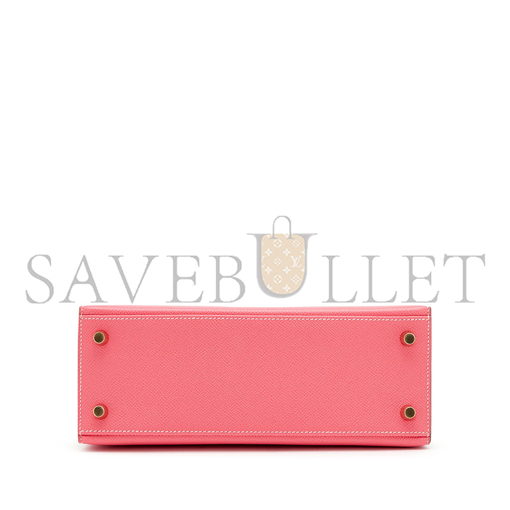 HERMÈS ROSE KELLY 25 GOLD HARDWARE (25*17*7cm)